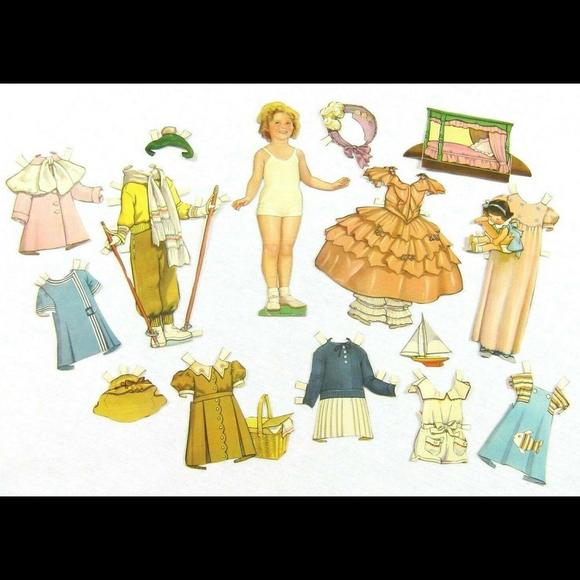 Vintage 1935 Shirley Temple Standing Paper Doll & Clothing Set Saalfield RARE - Picture 1 of 12